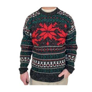 Vintage 80's High Sierra Mens Holiday Sweater Size Medium Pullover Gray *See